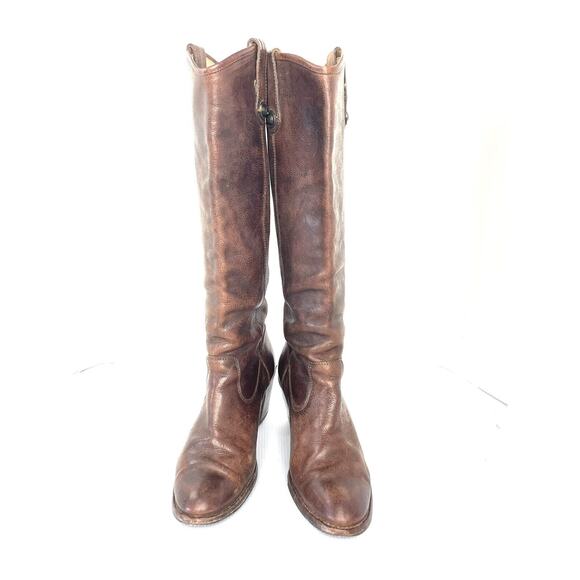 FRYE Women's 7 B Brown Leather Jackie Button Tall Western Riding Boots - Picture 3 of 14